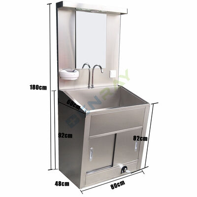 Stainless Steel foot pedal faucet Wash Sink for one Person with mirror and LED lamp